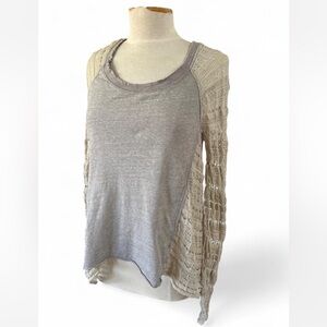 Free People Gray and Cream Knit Sweatshirt Size XS